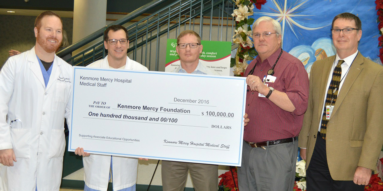 Medical Staff Donates $100,000 to Kenmore Mercy Foundation