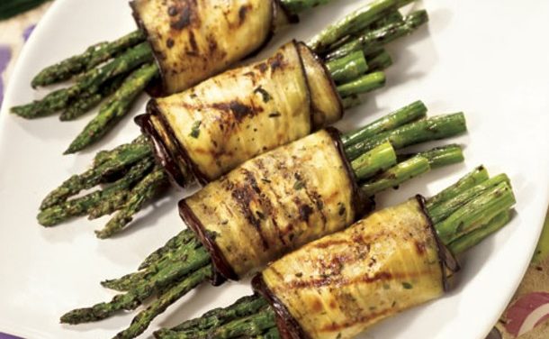 Grilled Asparagus and Eggplant Roll-ups