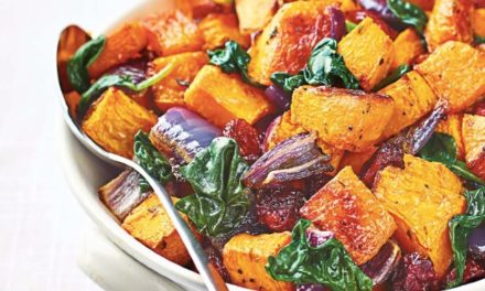 Roasted Butternut Squash with Baby Spinach & Cranberries