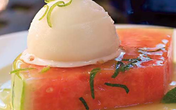 Citrus Marinated Watermelon with Sorbet
